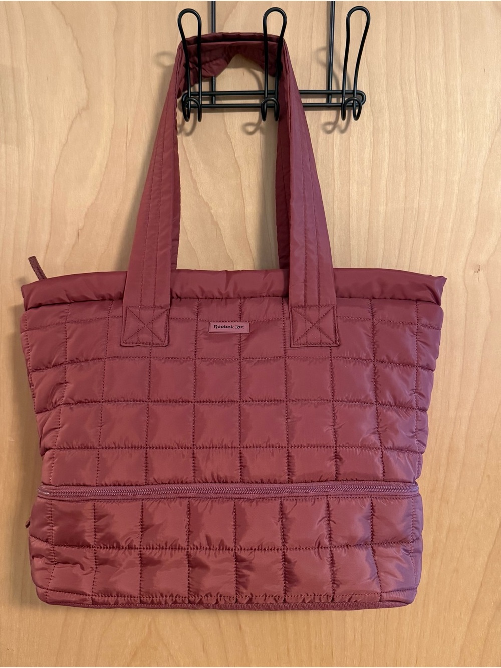 Reebok Quilted Tote Bag in Deep Burgundy